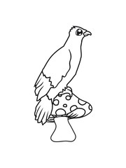 wald pilz süß niedlich comic cartoon gesicht rabe sitzend adler falke taube vogel fliegen clipart