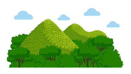 Chocolate Hills in the Philippines. Vector colorful illustration.