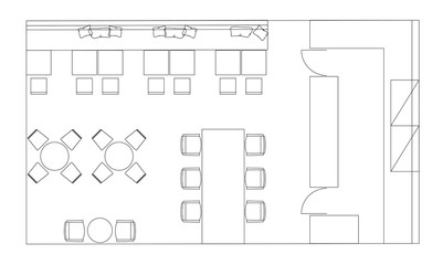 Standard cafe furniture symbols on floor plans