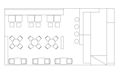 Standard cafe furniture symbols on floor plans - 217225839
