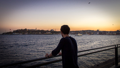 Man looking at the Bosphorus
