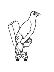 Fototapeta premium stuhl computer arbeit büro job nerd geek pc spielen zocken schreibtisch süß niedlich comic cartoon gesicht rabe sitzend adler falke taube vogel fliegen clipart