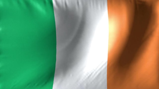 National flag of Ireland. Seamless looping 4k full realistic irish flag waving against background.
