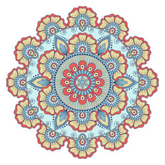 Ethnic ornamental mandala. Decorative design element. Hand drawn vector illustration