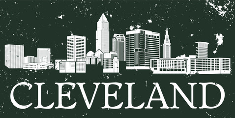 Cleveland Skyline with grunge texture - obrazy, fototapety, plakaty
