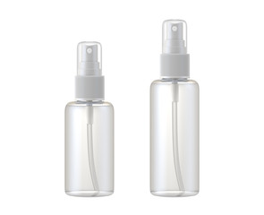 clear glass bottle spray isolated on white background, 3D rendering