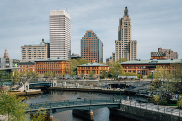 The Providence River and buildings in downtown Providence, Rhode Island
