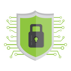 Obraz premium Isolated lockpad on a network. Cyber Security