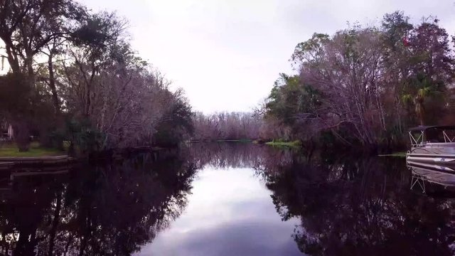 flying low down a canal in Florida in winter