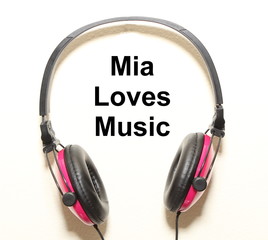 Mia Loves Music Headphone Graphic Original Design