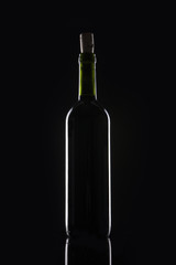 wine bottle silhouette on the black