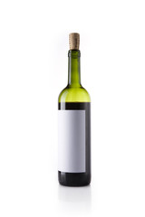 empty wine bottle isolated white.