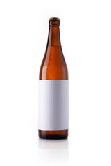 empty beer bottle isolated white.