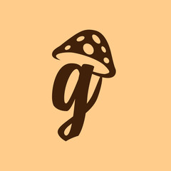 g Letter lowercase mushroom logo icon vector
