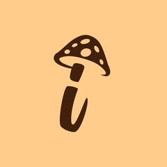 i Letter lowercase mushroom logo icon vector