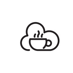 coffee and cloud line art logo icon vector