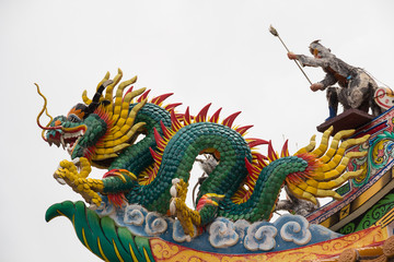 Chinese dragon on the temple roof.