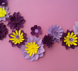 Paper craft Flower Decoration Concept. leaves made of paper.