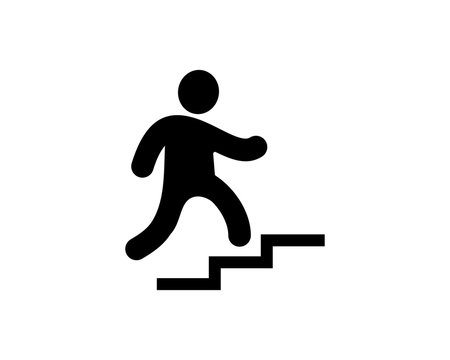 climbing up the stairs stickman figure person people human pictogram image vector icon
