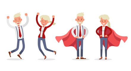 Set of Businessman and Businesswoman character vector design. Presentation in various action with emotions and working. no88
