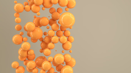 Orange spheres of random size on white background