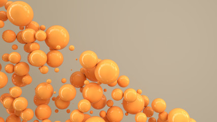 Orange spheres of random size on white background