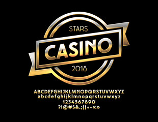 Vector Golden Emblem Casino with Luxury Font.