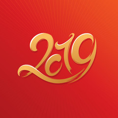 New Year greeting card. 2019 year