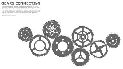 Flat style icons vector illustration. Gears connection background.