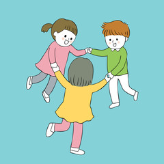 Cartoon cute students playing vector.