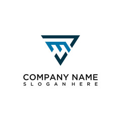 JM letter triangle logo design