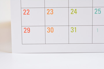  Calendar on a white background



