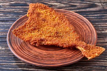 fried flounder bread crumbs on a plate