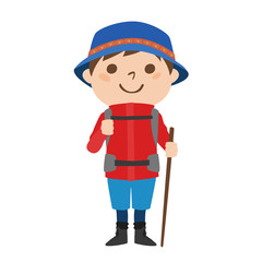 登山するための服装をした男性のイラスト
