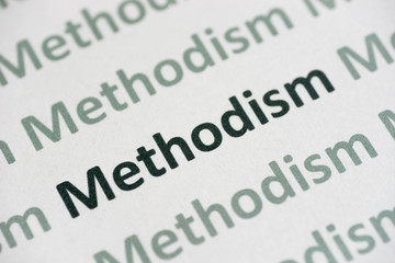 word Methodism printed on paper macro