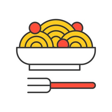 spaghetti and meatballs, Food set, filled outline icon