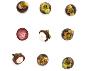 fruits mangosteen on white background