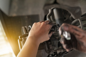 Mechanic repairing a car