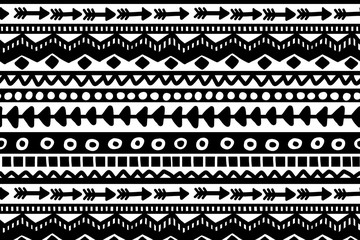 Black and white geometric background. Ethnic hand drawn pattern