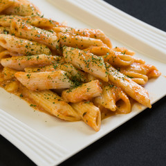 Close up shot of pasta with cheese