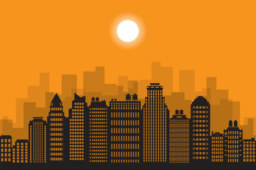 Downtown landscape with high skyscrapers