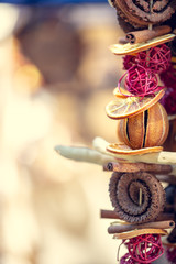 Autumnal decoration. Ornament with dried fruit and cones. Aromatic, relaxing, mood-enhancing fragrances.