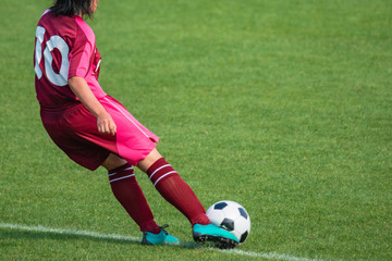 女子サッカー試合風景