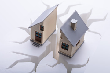 Elevated View Of Broken House