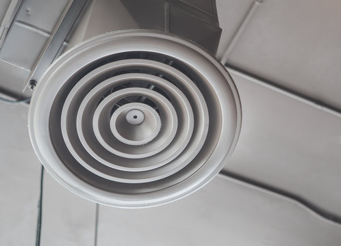 Air Ventilating tube installed on the ceiling of the office building.