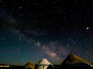 Fototapeta na wymiar ソンクル湖の星空＠キルギス