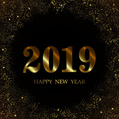 2019 New Year Black background