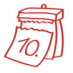 Handgezeichneter Kalender - Tag 10 in rot