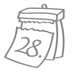 Handgezeichneter Kalender - Tag 28 in grau