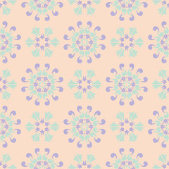 Seamless floral pattern. Beige violet and blue background